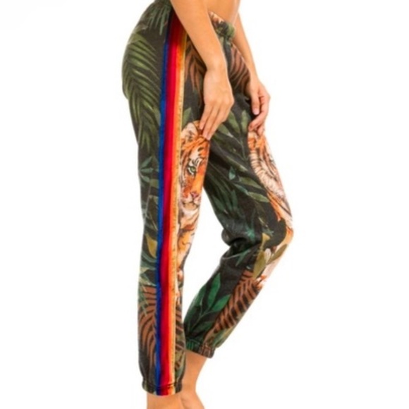 Aviator Nation “Wild Jungle Tiger” Velvet Track Pants NWT - Picture 5 of 12